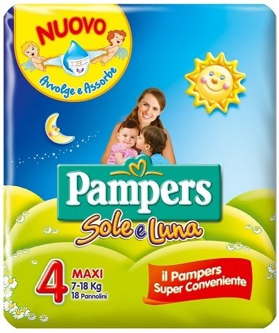 PAMPERS SUN &amp; MOON SIZE 4 x18/Pack, 7-18kg CARRY PACK