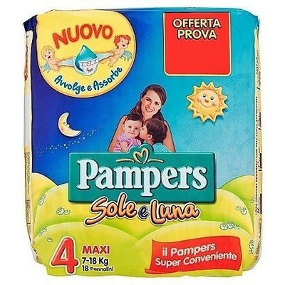 PAMPERS SUN &amp; MOON SIZE 4 x18/Pack, 7-18kg CARRY PACK