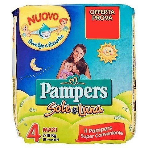 PAMPERS SUN & MOON SIZE 4 x18/Pack, 7-18kg CARRY PACK