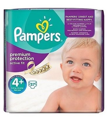 PAMPERS PREMIUM PROTECTION ACTIVE FIT SIZE 4+ x37/Pack, 9-20kg CARRY PACK