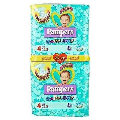 PAMPERS BABY DRY SIZE 4 x52/Pack, 7-18kg CARRY PACK