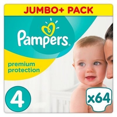 PAMPERS PREMIUM PROTECTION SIZE 4 x64/Pack, 7-18kg JUMBO+ PACK