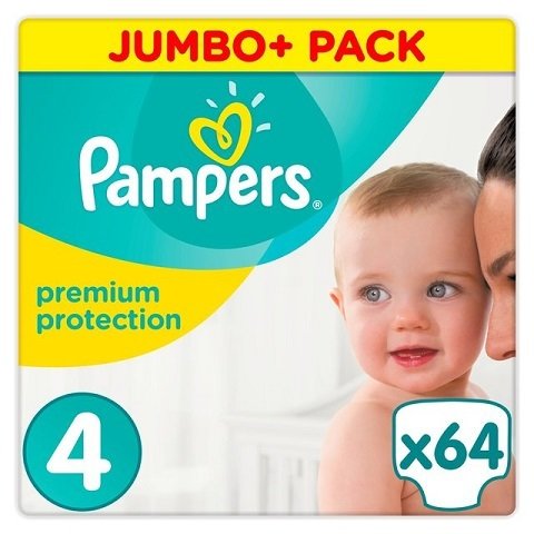 PAMPERS PREMIUM PROTECTION SIZE 4 x64/Pack, 7-18kg JUMBO+ PACK