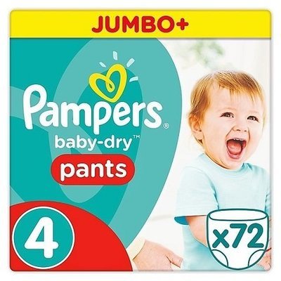 PAMPERS BABY DRY PANTS SIZE 4 x72/Pack, 8-20kg JUMBO+ PACK