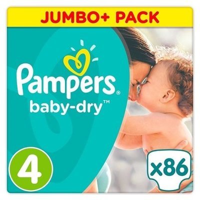 PAMPERS BABY DRY SIZE 4 x86/Pack, 9-14kg JUMBO+ PACK