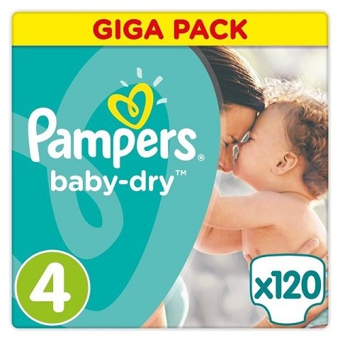 PAMPERS BABY DRY SIZE 4 x120/Pack, 7-18kg GIGA PACK