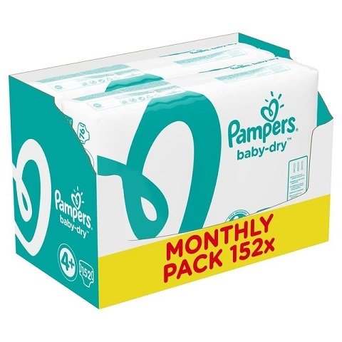 PAMPERS BABY DRY SIZE 4+ x152/Pack, 8-20kg MONTHLY PACK