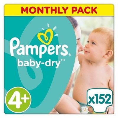 PAMPERS BABY DRY SIZE 4+ x152/Pack, 8-20kg MONTHLY PACK