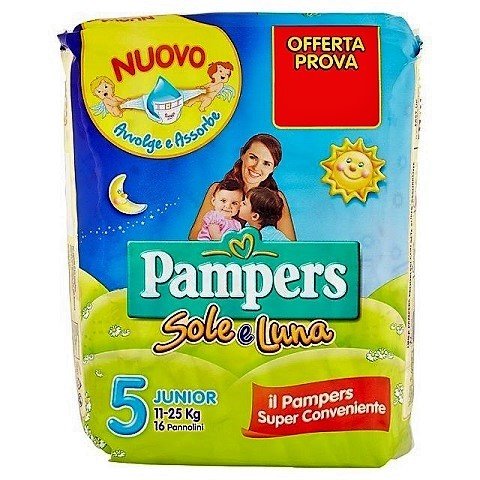 PAMPERS SIZE 5 SUN &amp; MOON NAPPIES CARRY MINI PACK OF 16pcs