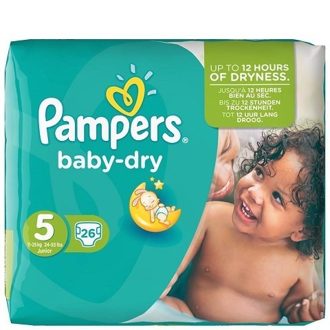 PAMPERS SIZE 5 BABY DRY  NAPPIES CARRY PACK OF 26pcs