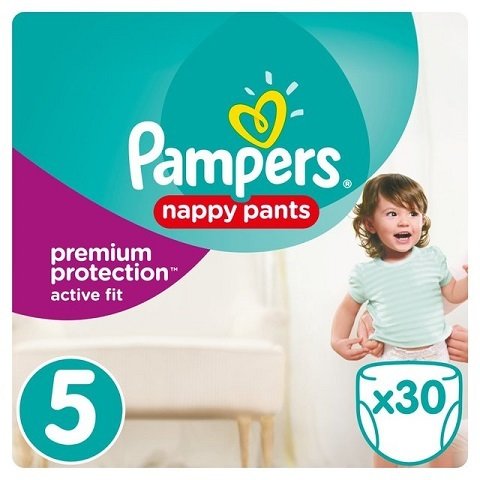 PAMPERS SIZE 5 PREMIUM PROTECTION ACTIVE FIT NAPPY PANTS ESSENTIAL PACK OF 30pcs