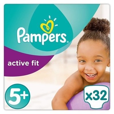 PAMPERS SIZE 5+ PREMIUM PROTECTION ACTIVE FIT NAPPIES ESSENTIAL PACK OF 32pcs