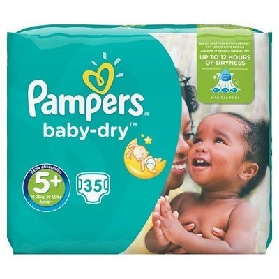 PAMPERS SIZE 5+ BABY DRY NAPPIES ESSENTIAL PACK OF 35pcs