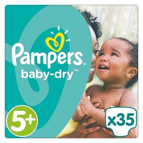 PAMPERS SIZE 5+ BABY DRY NAPPIES ESSENTIAL PACK OF 35pcs