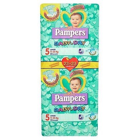 PAMPERS SIZE 5+ BABY DRY NAPPIES CARRY PACK OF 46pcs