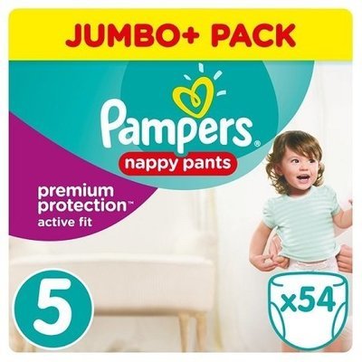 PAMPERS SIZE 5 PREMIUM PROTECTION ACTIVE FIT NAPPY PANTS JUMBO PACK OF 54pcs