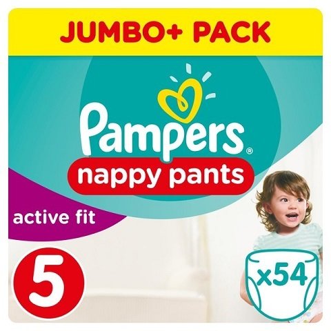 PAMPERS SIZE 5 PREMIUM PROTECTION ACTIVE FIT NAPPY PANTS JUMBO PACK OF 54pcs