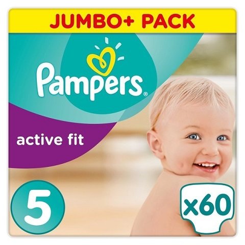 PAMPERS SIZE 5 ACTIVE FIT NAPPIES JUMBO PACK OF 60pcs
