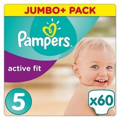 PAMPERS SIZE 5 ACTIVE FIT NAPPIES JUMBO PACK OF 60pcs