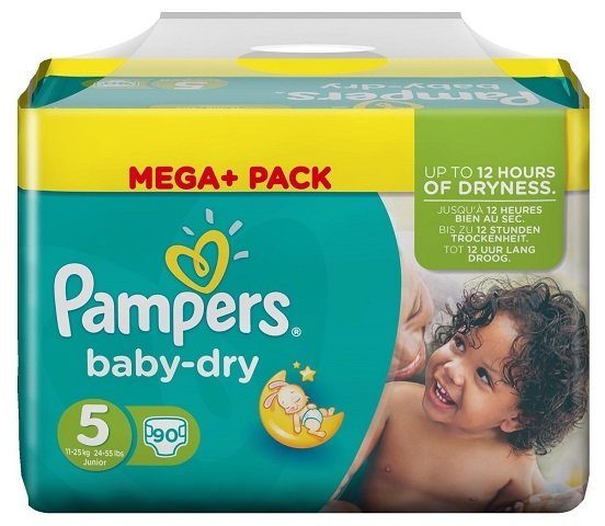 PAMPERS SIZE 5 BABY DRY NAPPIES MEGA BOX PLUS PACK OF 90pcs