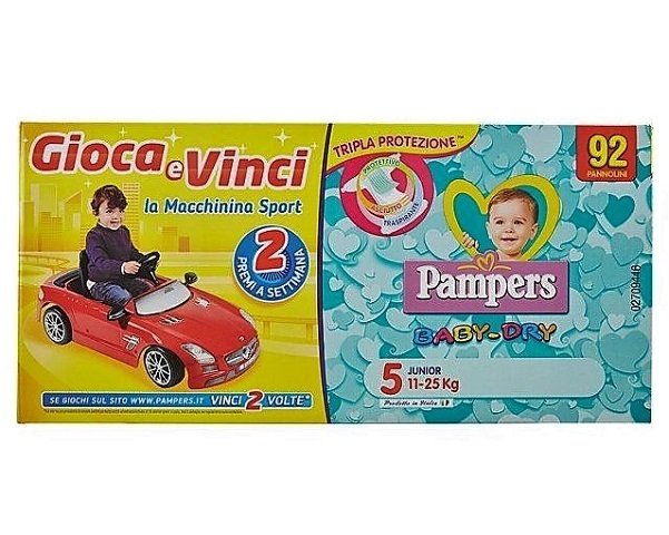 PAMPERS SIZE 5 BABY DRY NAPPIES CARRY PACK OF 92pcs