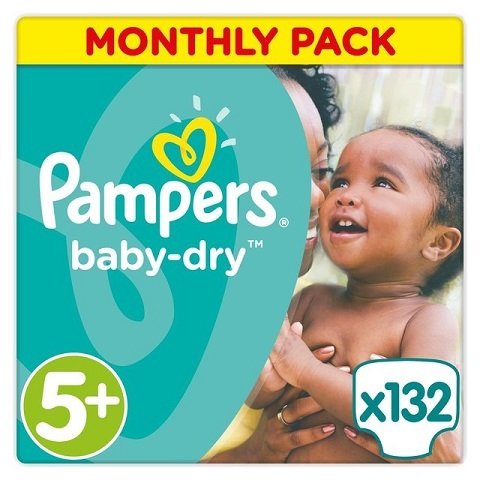 PAMPERS SIZE 5+ BABY DRY NAPPIES MONTHLY SAVING PACK OF 132pcs