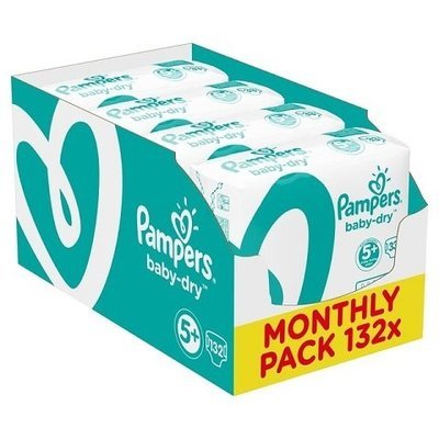 PAMPERS SIZE 5+ BABY DRY NAPPIES MONTHLY SAVING PACK OF 132pcs