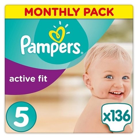 PAMPERS SIZE 5 PREMIUM PROTECTION ACTIVE FIT NAPPIES MONTHLY SAVING PACK OF 136pcs