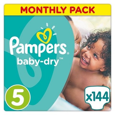 PAMPERS SIZE 5 BABY DRY NAPPIES MONTHLY SAVING PACK OF 144pcs