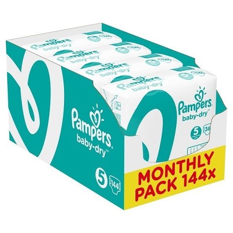 PAMPERS SIZE 5 BABY DRY NAPPIES MONTHLY SAVING PACK OF 144pcs