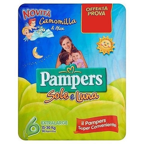 PAMPERS SIZE 6 SUN & MOON NAPPIES CARRY PACK OF 14pcs