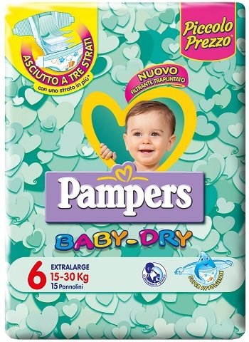PAMPERS SIZE 6 BABY DRY NAPPIES CARRY PACK OF 15pcs