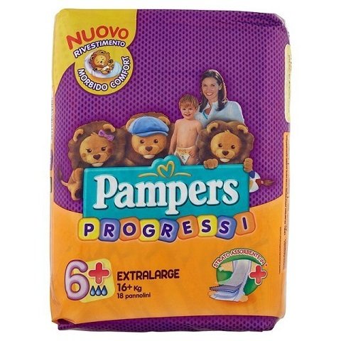 PAMPERS SIZE 6+ PROGRESSIVE PREMIUM NAPPIES CARRY PACK OF 18pcs