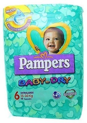 PAMPERS SIZE 6 BABY DRY NAPPIES CARRY PACK OF 19pcs