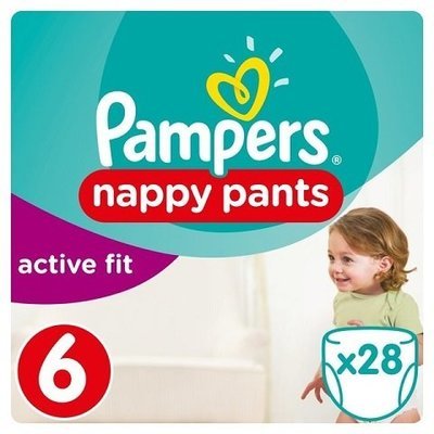 PAMPERS SIZE 6 PREMIUM PROTECTION ACTIVE FIT NAPPY PANTS ESSENTIAL PACK OF 28pcs