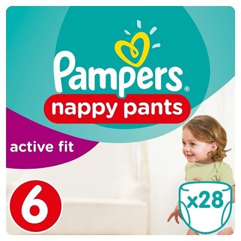 PAMPERS SIZE 6 PREMIUM PROTECTION ACTIVE FIT NAPPY PANTS ESSENTIAL PACK OF 28pcs