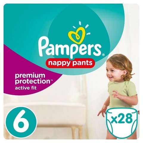 PAMPERS SIZE 6 PREMIUM PROTECTION ACTIVE FIT NAPPY PANTS ESSENTIAL PACK OF 28pcs