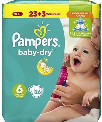 PAMPERS SIZE 6 BABY DRY NAPPIES ESSENTIAL PACK OF 26pcs
