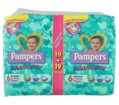 PAMPERS SIZE 6 BABY DRY NAPPIES CARRY PACK OF 39pcs