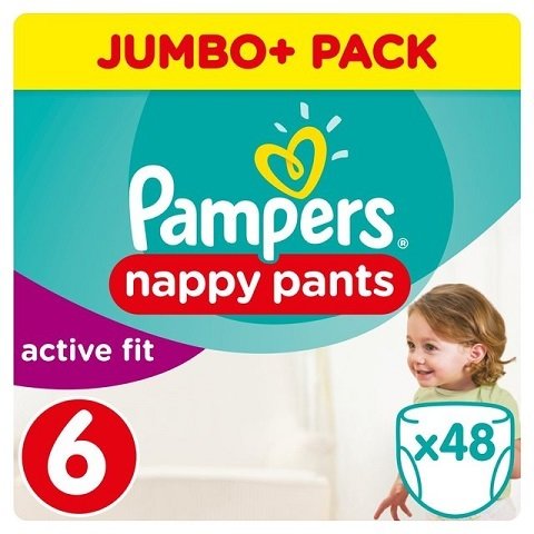 PAMPERS SIZE 6 PREMIUM PROTECTION ACTIVE FIT NAPPY PANTS JUMBO PACK OF 48pcs