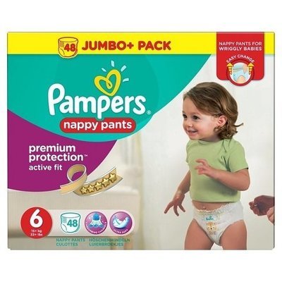 PAMPERS SIZE 6 PREMIUM PROTECTION ACTIVE FIT NAPPY PANTS JUMBO PACK OF 48pcs