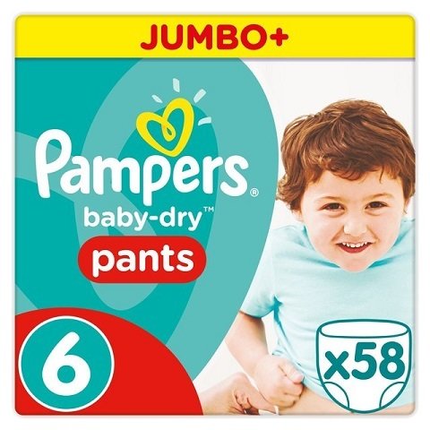 PAMPERS SIZE 6 BABY DRY PANTS ESSENTIAL PACK OF 58pcs