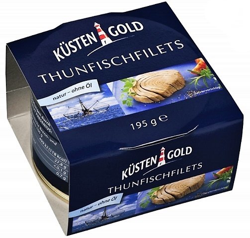 TUNA FILLETS  IN BRINE WITHOUT OIL BY KUESTENGOLD 150g