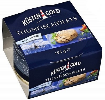 TUNA FILLETS  IN BRINE WITHOUT OIL BY KUESTENGOLD 150g