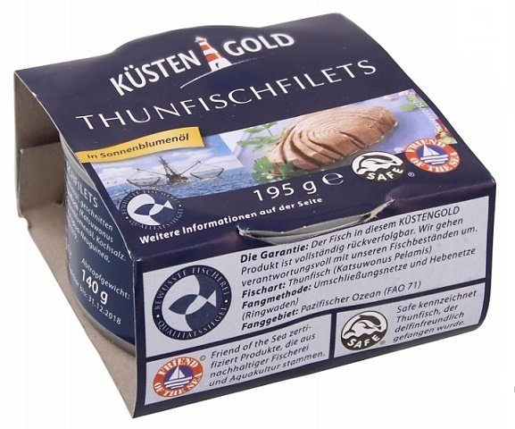 TUNA FILLETS  IN SUNFLOWER OIL BY KUESTENGOLD 150g