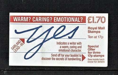 GB QUEEN ELIZABETH II HANDWRITING - YES £1.70 STAMPS BOOKLET SGFT7 - MNH