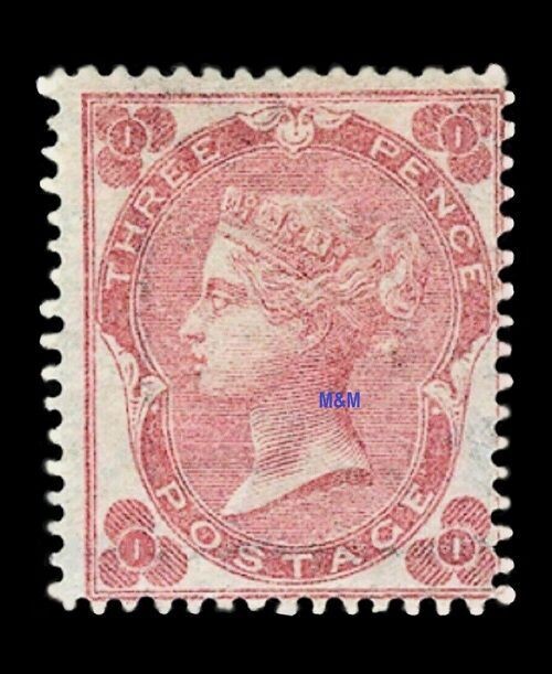 GB QUEEN VICTORIA 1862, 3d ROSE SG 78, I-I/I-I, WHITE DOTS, MNH/Mint