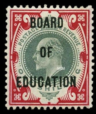 GB KING EDWARD VII, 1902, 1s DULL GREEN & CARMINE, SG O87, Mi.D35, MNH