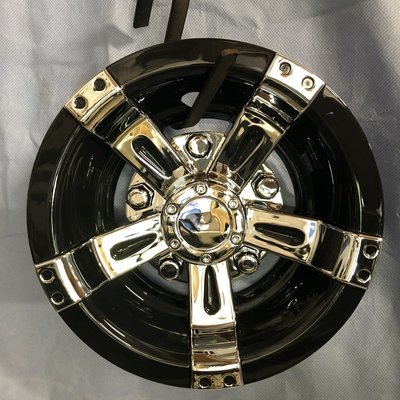 Cap de  roue 8" noir et chrome