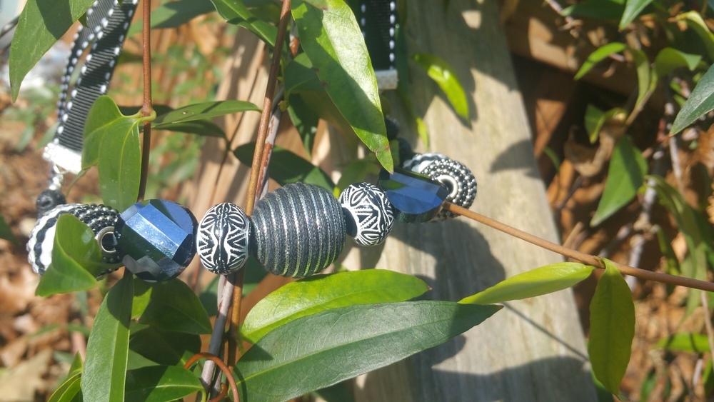 Black &amp; White Ribbon Diffuser Necklace